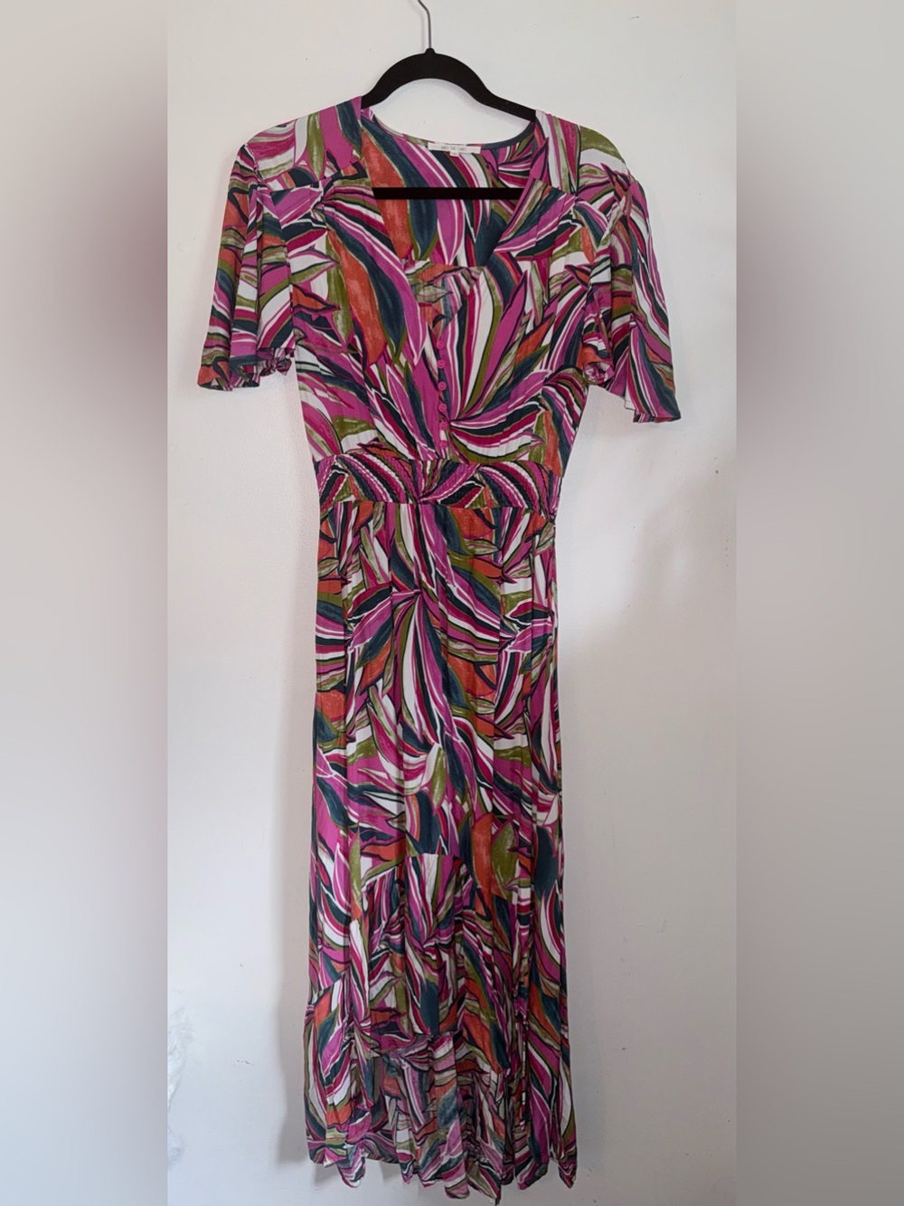 Abel The Label Vibrant Tropical High Low Maxi Dress Size S - Picture 2 of 8